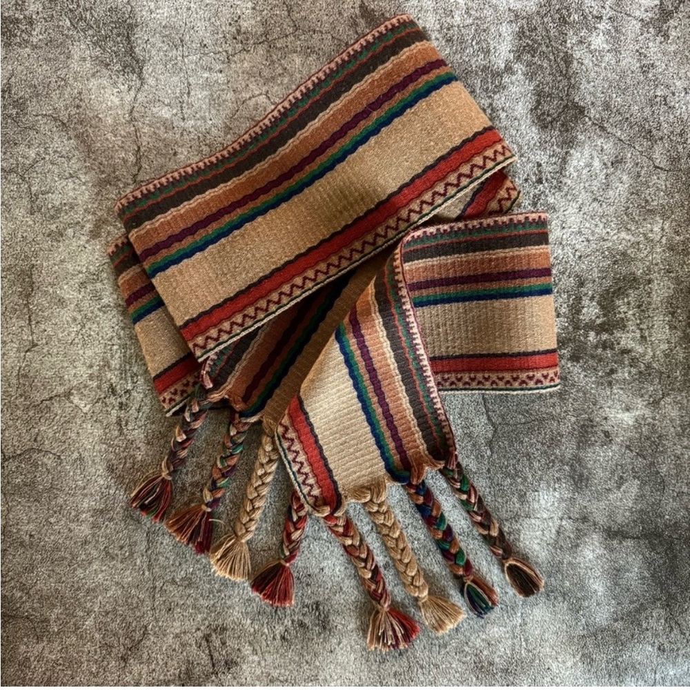 Christian Dior Rare 1980s “Ceintures” Hand Loomed Belt Sepia Stripe | OS